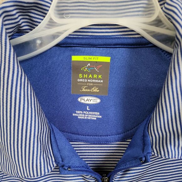 Shark Greg Norman 1/4 Zip Polo Tasso Elba Men's Large Slim Fit Golf Shirt - Picture 3 of 11